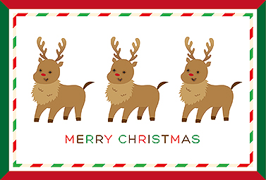 赤と緑のフレームとトナカイ クリスマスカード 2016 人気 無料 イラスト
