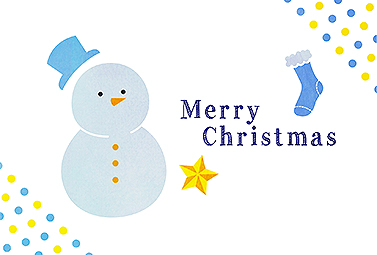 手書きっぽい雪だるま＆靴下 クリスマスカード 2016 シンプル 無料 イラスト