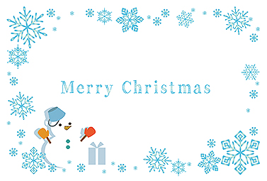 雪の結晶フレーム＆雪だるま クリスマスカード 2016 シンプル 無料 イラスト