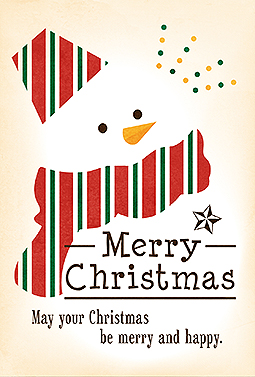スノーマンと英語メッセージ クリスマスカード 2016 かわいい 無料 イラスト