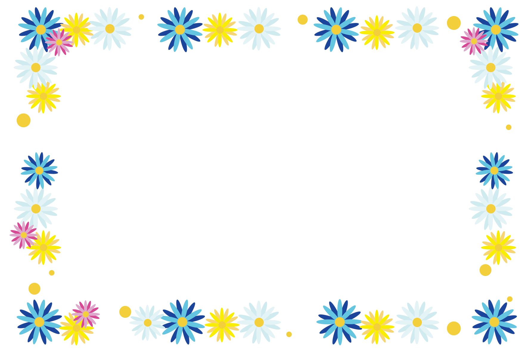 カラフルな花フレーム（青）