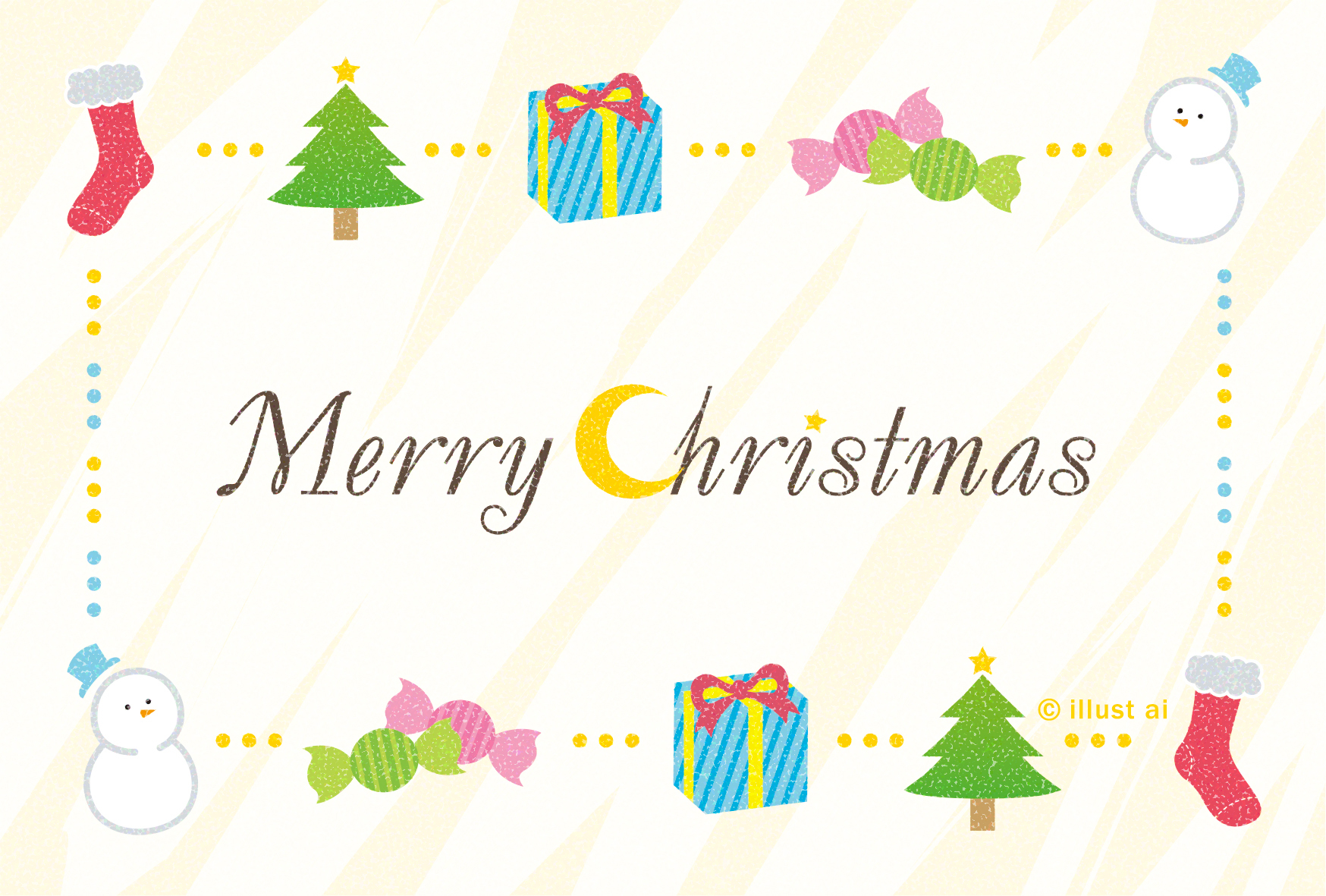 クリスマスのフレーム クリスマスカードテンプレート ポストカード イラスト素材サイト イラストareira Postcard Template