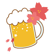 桜ともこもこ泡いっぱいのビール