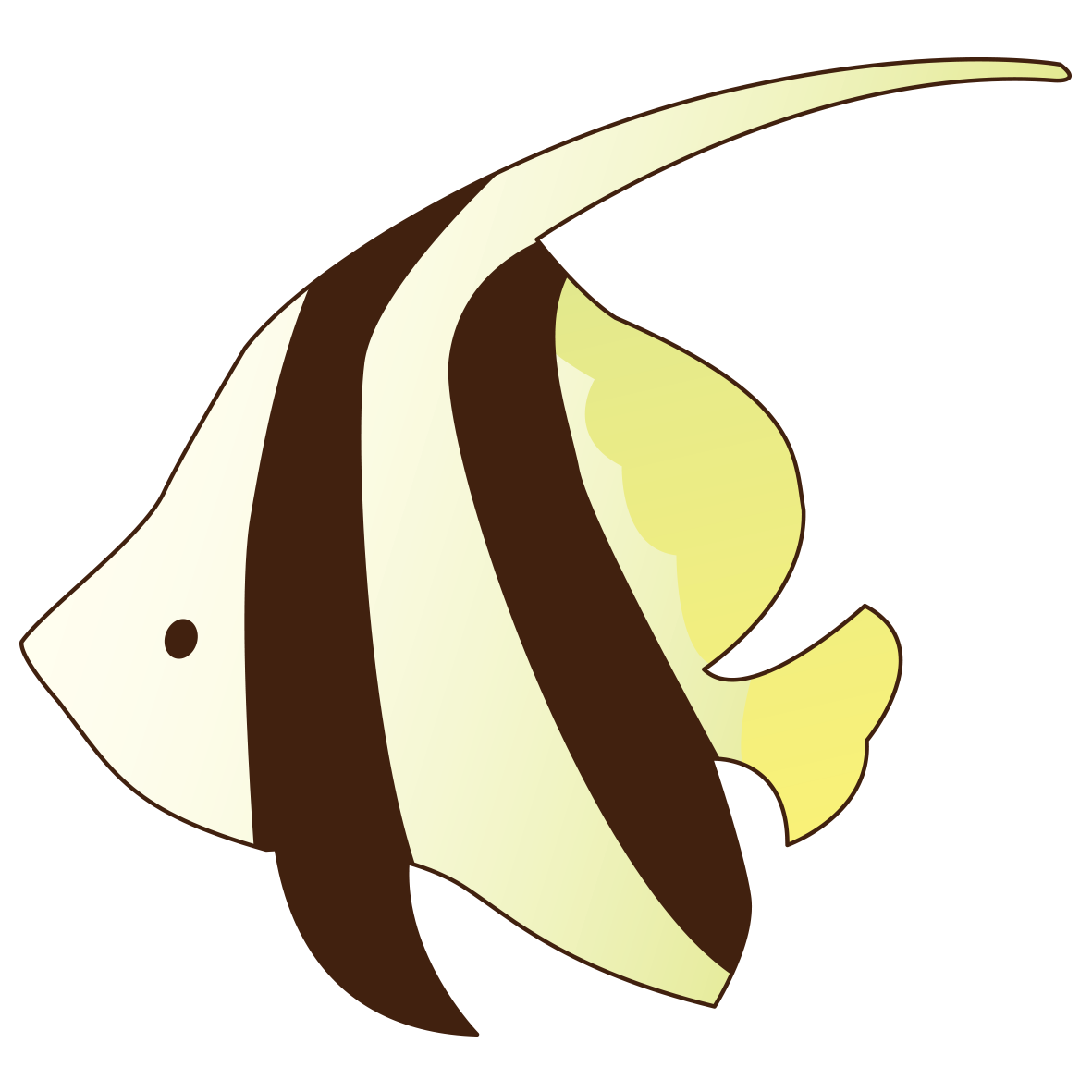 縞模様が特徴的な熱帯魚のイラストです。夏の海や水族館のイメージに使えそう。つぶらな瞳が可愛らしい魚です。