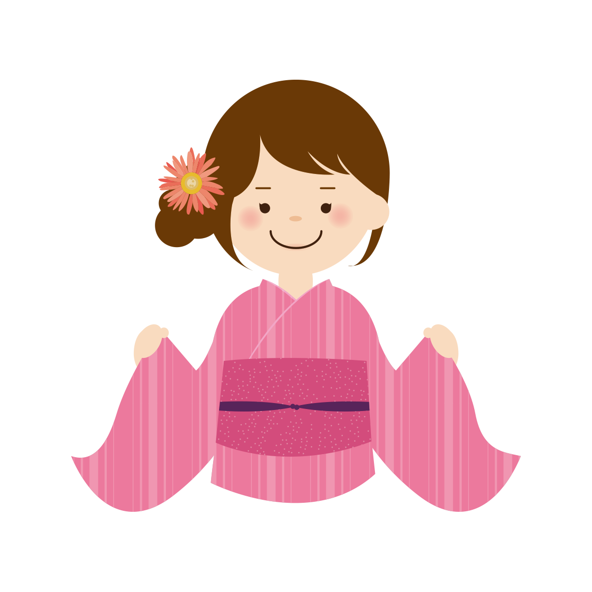 ピンク色の浴衣の女の子 無料イラスト イラストareira