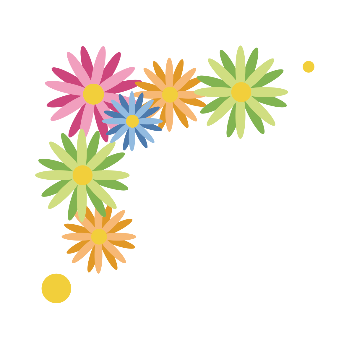 カラフルな花のコーナー飾り ピンク 無料イラスト イラストareira