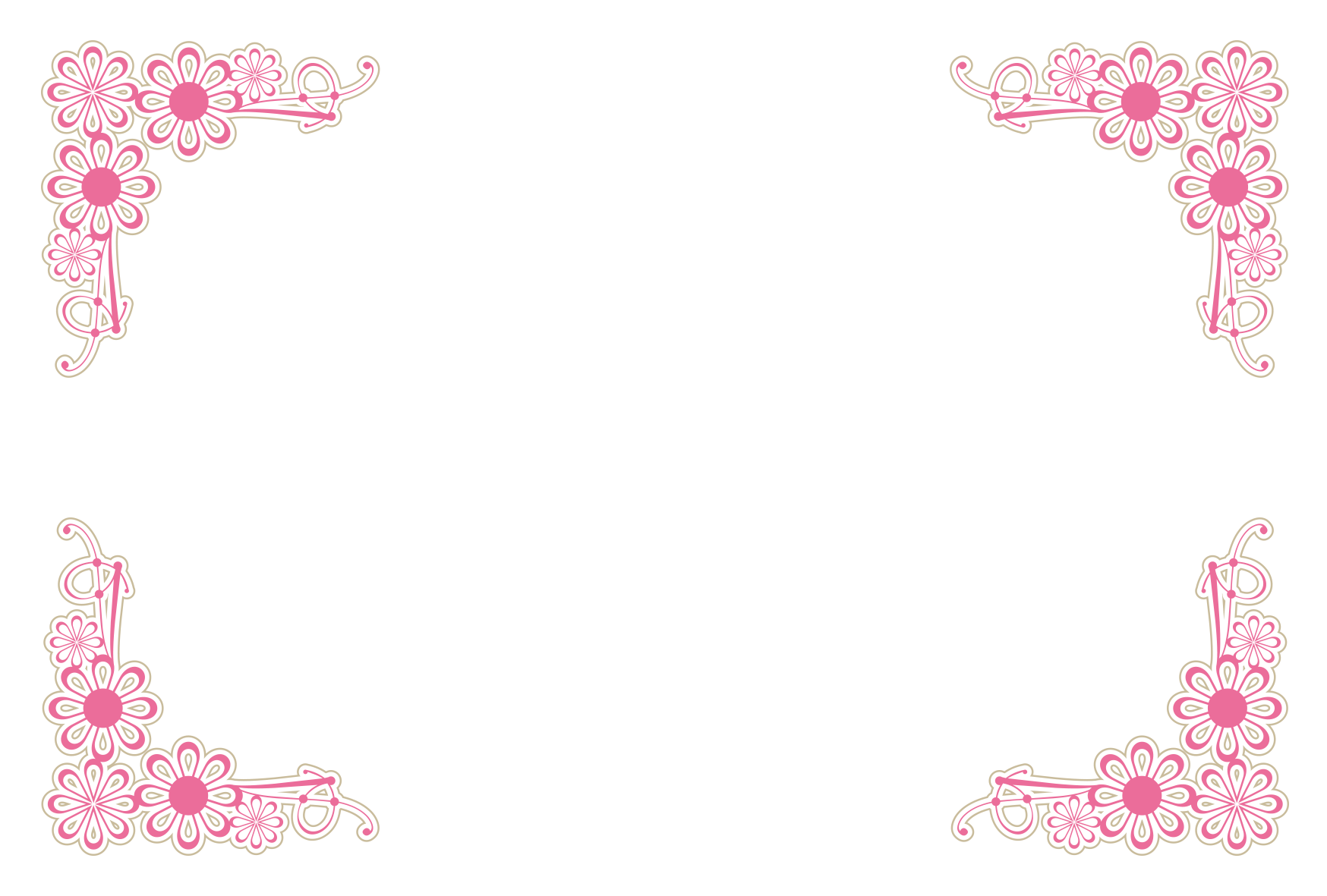 ピンクの花の四つ角フレーム 無料イラスト イラストareira