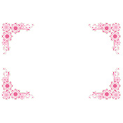 ピンクの花の四つ角フレーム