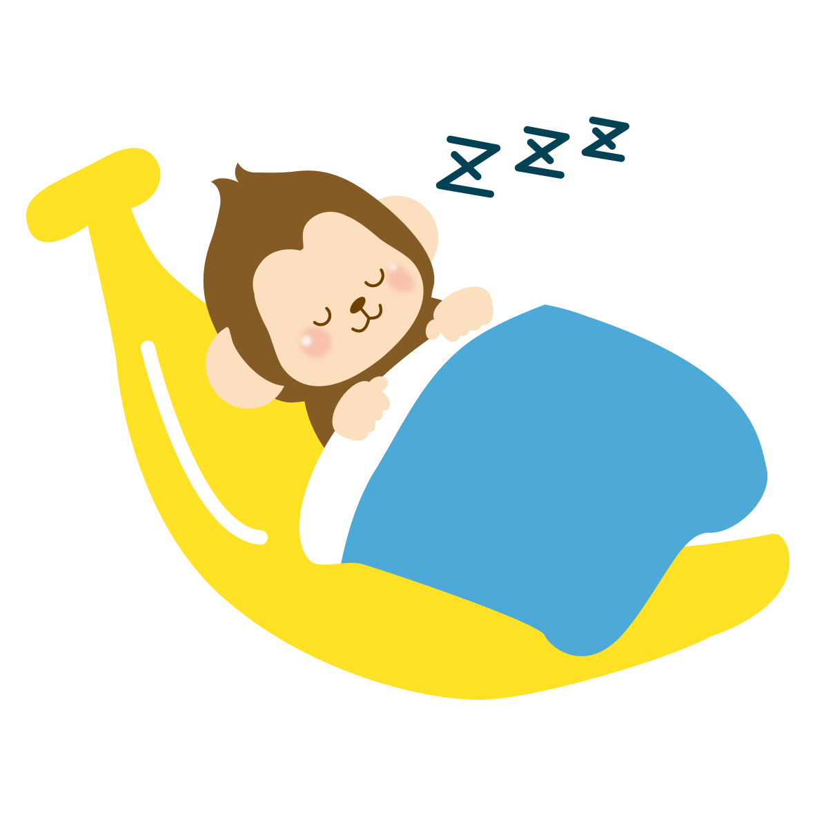 ぐっすり睡眠中のサル 無料イラスト イラストareira