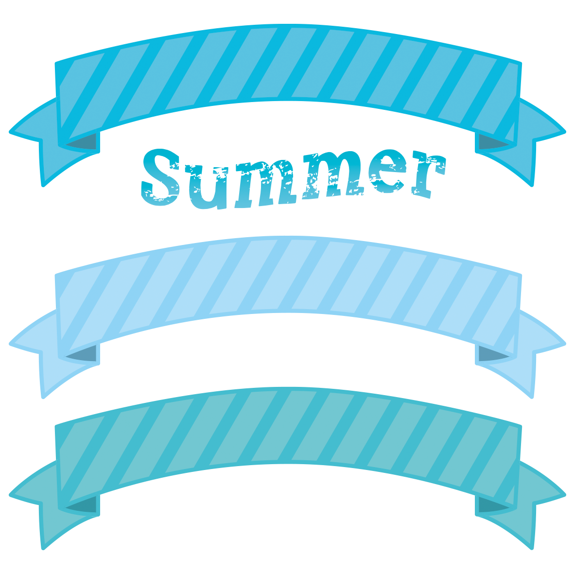 Summerの文字と夏リボン 無料イラスト アレイラ
