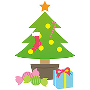 クリスマスツリーとプレゼント 無料イラスト イラストareira