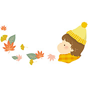 秋と女の子と落ち葉