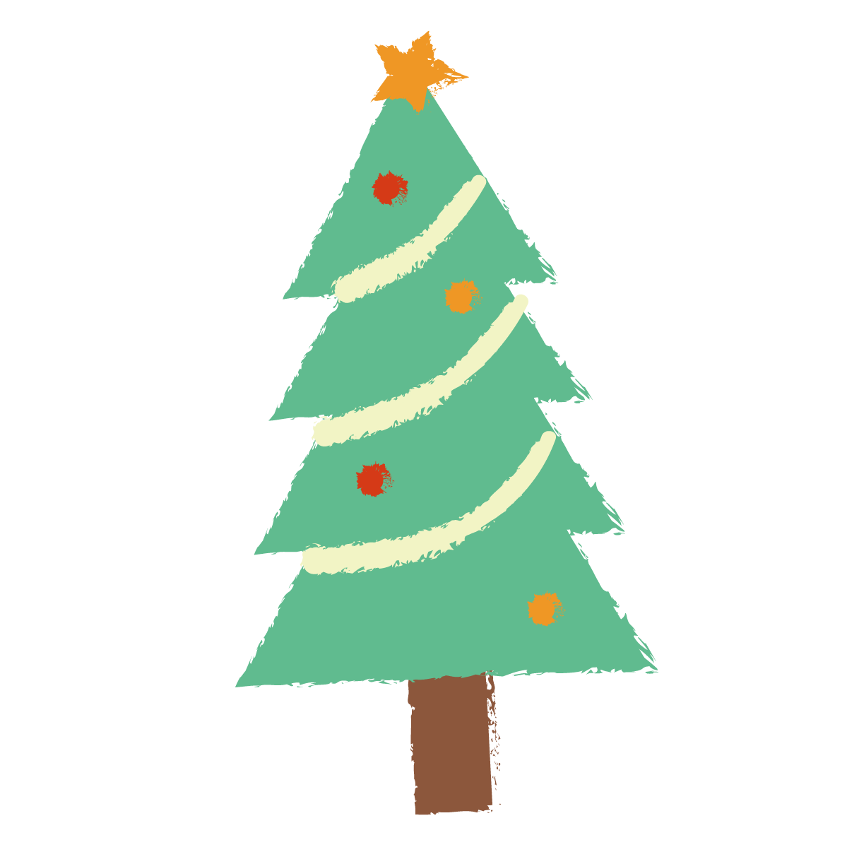 クレヨンタッチのクリスマスツリー 無料イラスト イラストareira