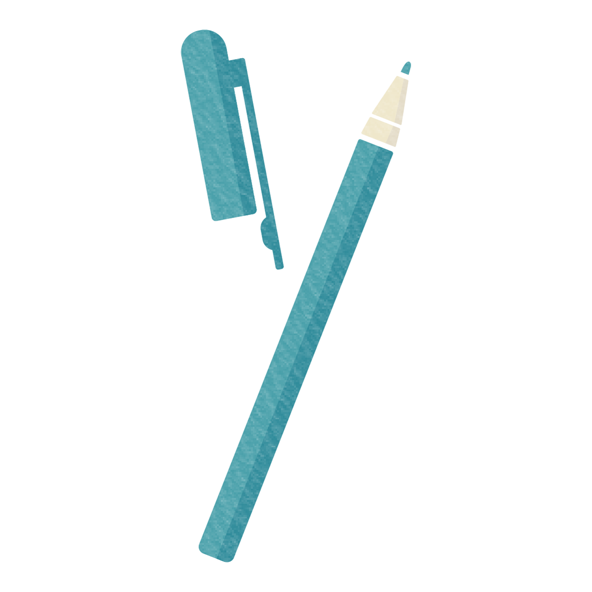無造作に置かれた青いペンのイラスト素材です。<br>
青は、勉強や集中のイメージがある色なので、塾のチラシや朝活の宣伝のイラストとしての使用がオススメです♪