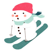 スキーを楽しむ雪だるま 無料イラスト イラストareira
