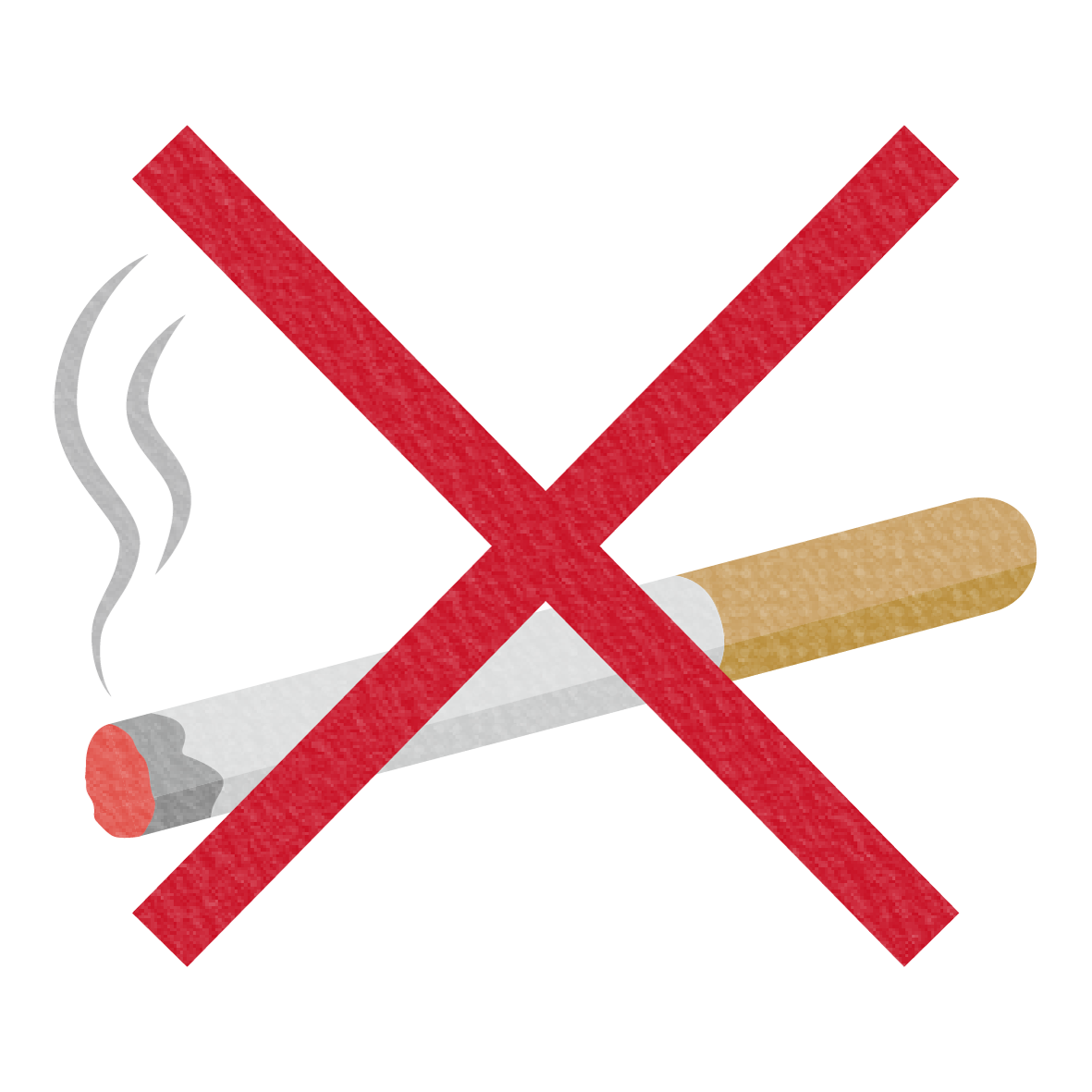 タバコ禁止をシンプルなイラストで表現しました。
<br>
こちらのイラストは無料でお使いいただけるので、お店で分煙を知らせるマークとしてお使いいただけます♪