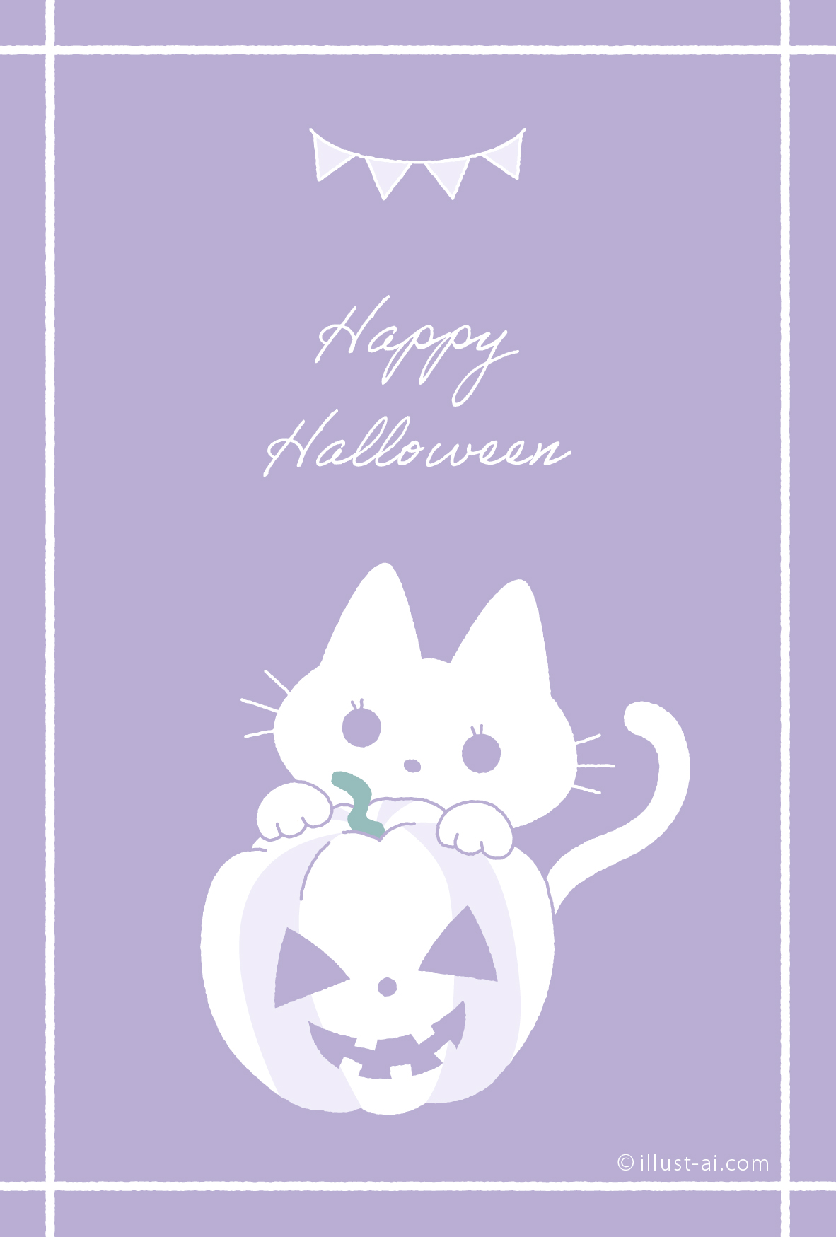 黒猫とカボチャのシンプルイラスト ハロウィンカード19 ポストカード イラスト素材サイト イラストareira Postcard Template