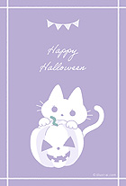 ねこ好きな方へ♪黒猫とカボチャのシンプル＆お洒落なハロウィンイラストです。