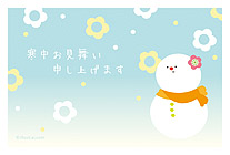 花と笑顔の雪だるま