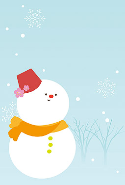 雪だるま(縦Ver.) 年賀状 2016 かわいい 無料 イラスト1