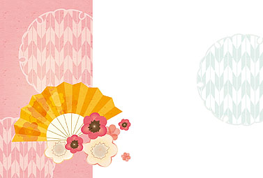 扇と花 年賀状 2016 和風 無料 イラスト1