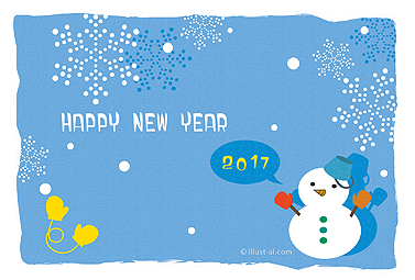 布のような質感が面白い雪だるまのイラスト年賀状 年賀状 亥年 2017 かわいい 無料 イラスト