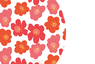 梅の花をマリメッコ風にデザインしたテンプレート 年賀状 亥年 2017 人気 無料 イラスト