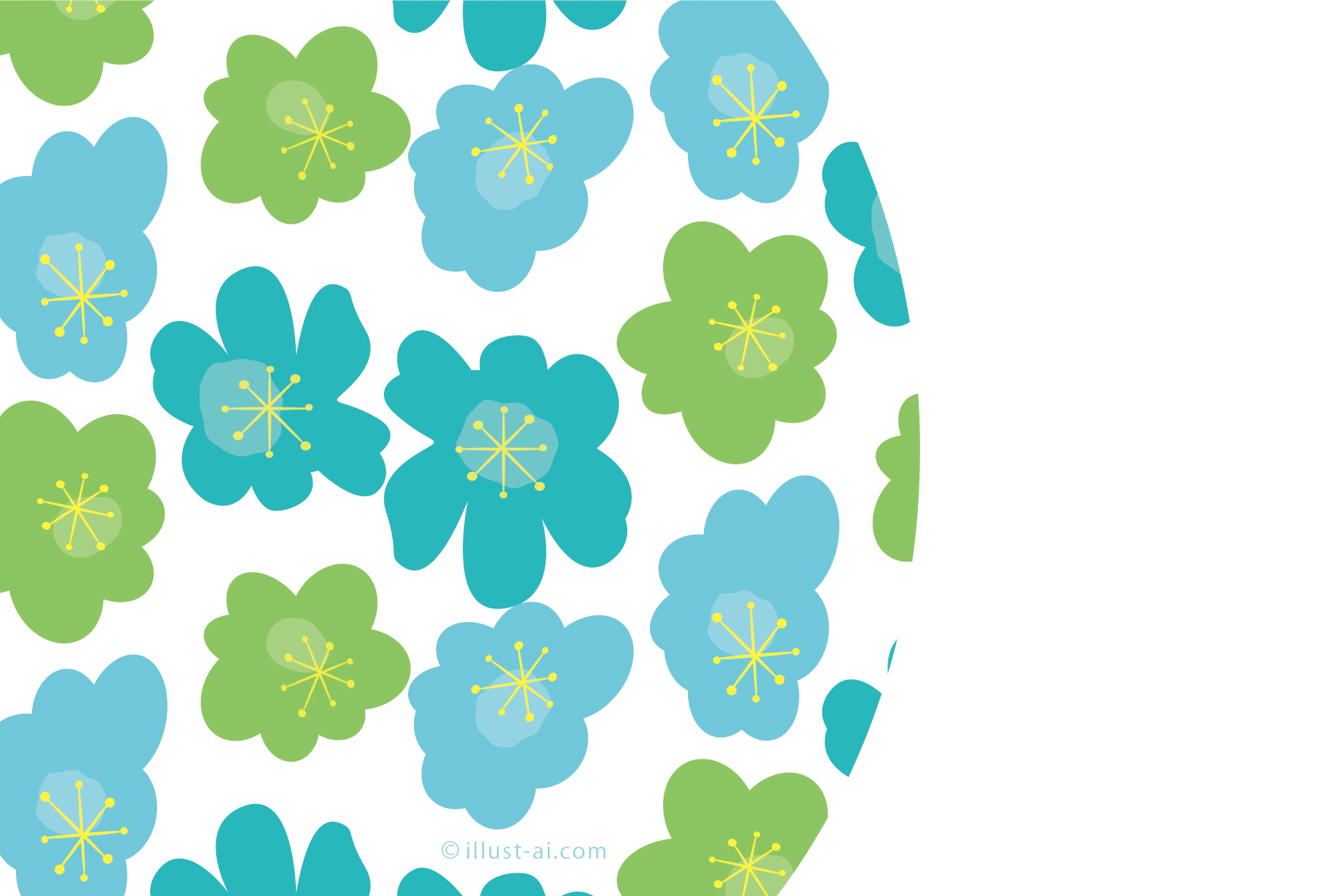 年賀状 亥年 マリメッコ風の青い梅の花のイラスト 年賀状17無料イラスト素材集