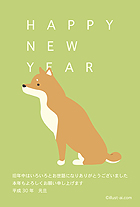 柴犬の年賀状。和風な「茶色×うぐいす色」と、かっこいい「ホワイト×レッド」の2色展開です。他にも、ダルメシアン、トイプードル、ダックスフントの年賀状がございます。お気に入りのわんちゃんを、新年のご挨拶に選んでみてはいかがでしょうか？