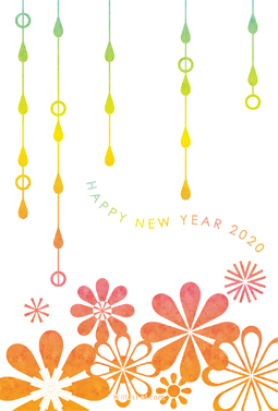 グラデーションが綺麗な花としずくのイラスト 年賀状 子年 2020 かわいい 無料 イラスト