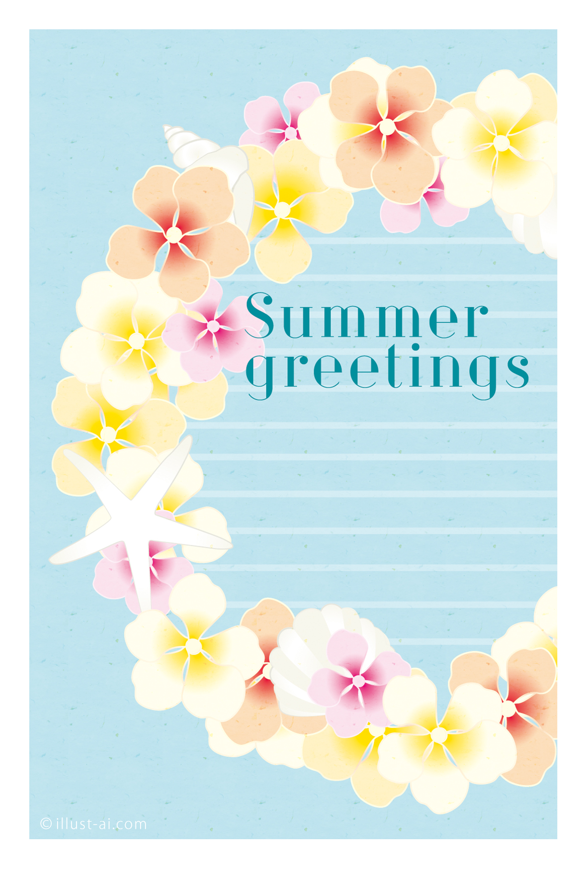 夏のリース 暑中お見舞い ポストカード イラスト素材サイト イラストareira Postcard Template 夏のリース 暑中お見舞い ポストカード イラスト素材サイト イラストareira Postcard Template